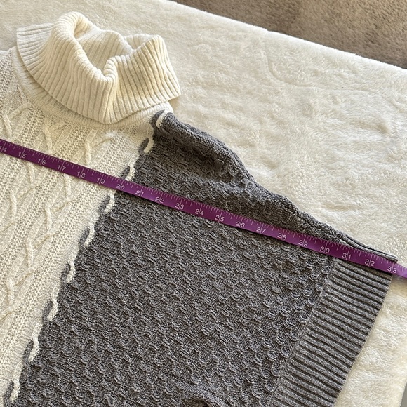 Chico’s Poncho Two-Tone Cable Knit Sweater - Picture 6 of 9